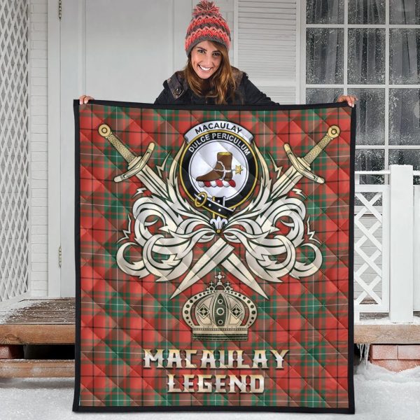 MacAulay Ancient Tartan Crest Legend Gold Royal Premium Quilt For Sale
