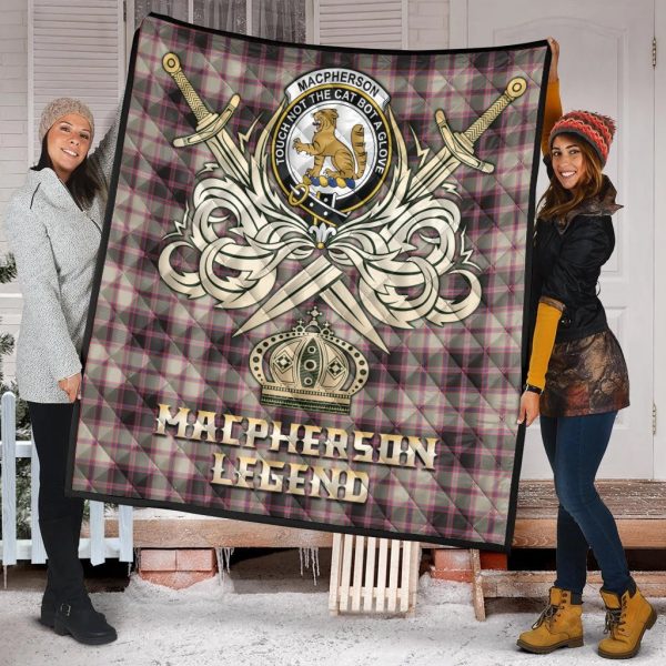 MacPherson Hunting Ancient Tartan Crest Legend Gold Royal Premium Quilt Online now - Image 2
