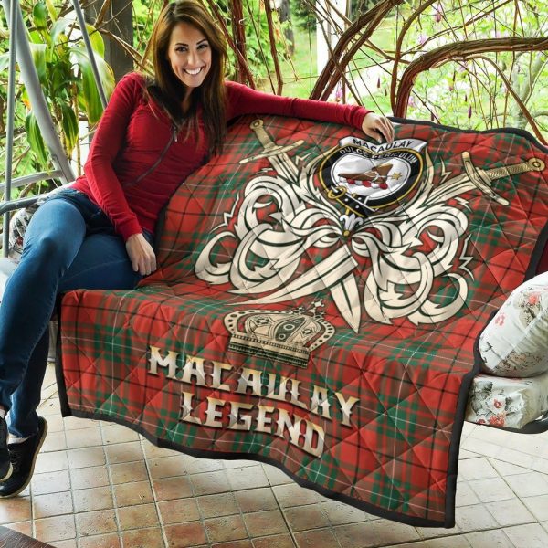 MacAulay Ancient Tartan Crest Legend Gold Royal Premium Quilt For Sale - Image 5