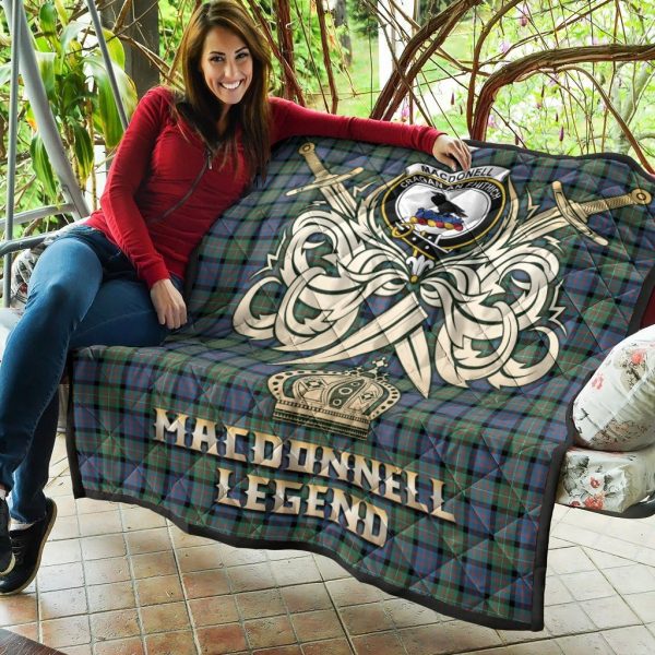 MacDonnell of Glengarry Ancient Tartan Crest Legend Gold Royal Premium Quilt For Sale - Image 5