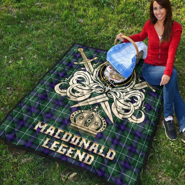 MacDonald of the Isles Hunting Modern Tartan Crest Legend Gold Royal Premium Quilt Online - Image 4