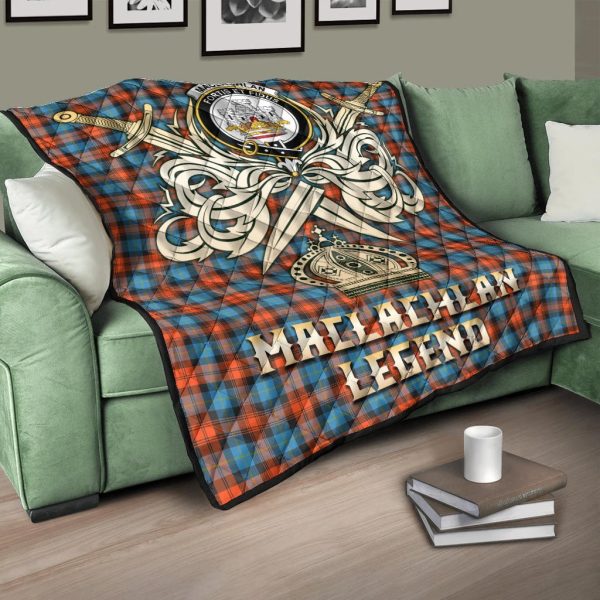 MacLachlan Ancient Tartan Crest Legend Gold Royal Premium Quilt Online - Image 3