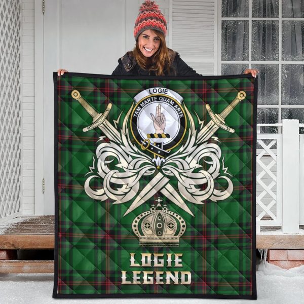 Logie Tartan Crest Legend Gold Royal Premium Quilt Online