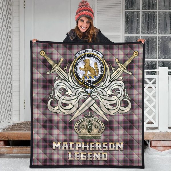 MacPherson Hunting Ancient Tartan Crest Legend Gold Royal Premium Quilt Online now