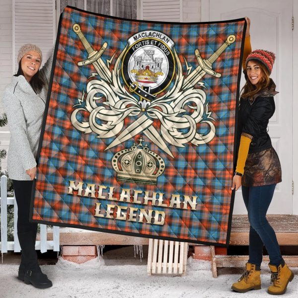 MacLachlan Ancient Tartan Crest Legend Gold Royal Premium Quilt Online - Image 2